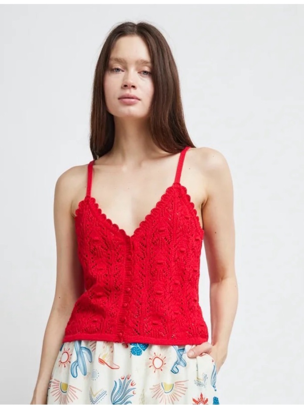 Alani Crochet Camisole Red